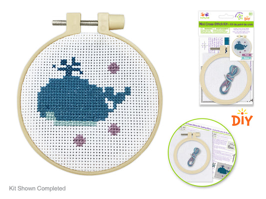 Krafty Kids Kit: DIY Mini Cross-Stitch Kit Blue Whale
