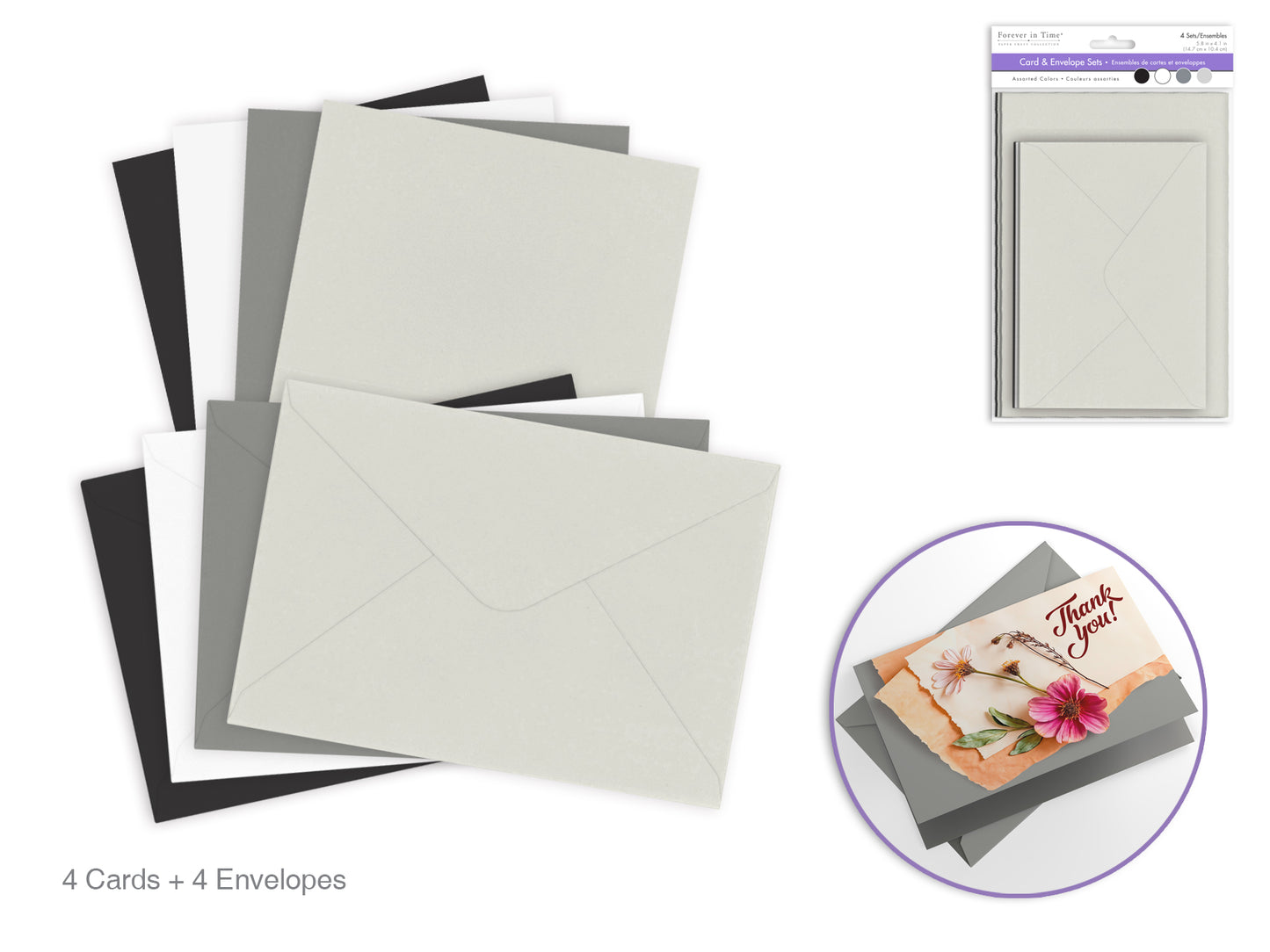 Cardmaking: A6 4.1"x5.8" Cards+Envelopes 4sets Color-Blend Asst Classic