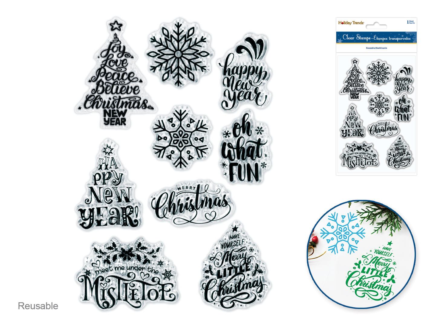 Holiday Trendz: 4.3"x6.3" Clear Stamps Reusable Holiday Sentiments