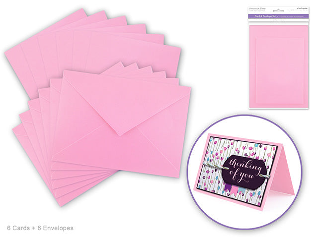 Forever in Time Cardmaking: 4.5"x6" Cards + Envelopes 6sets A6 Baby Pink