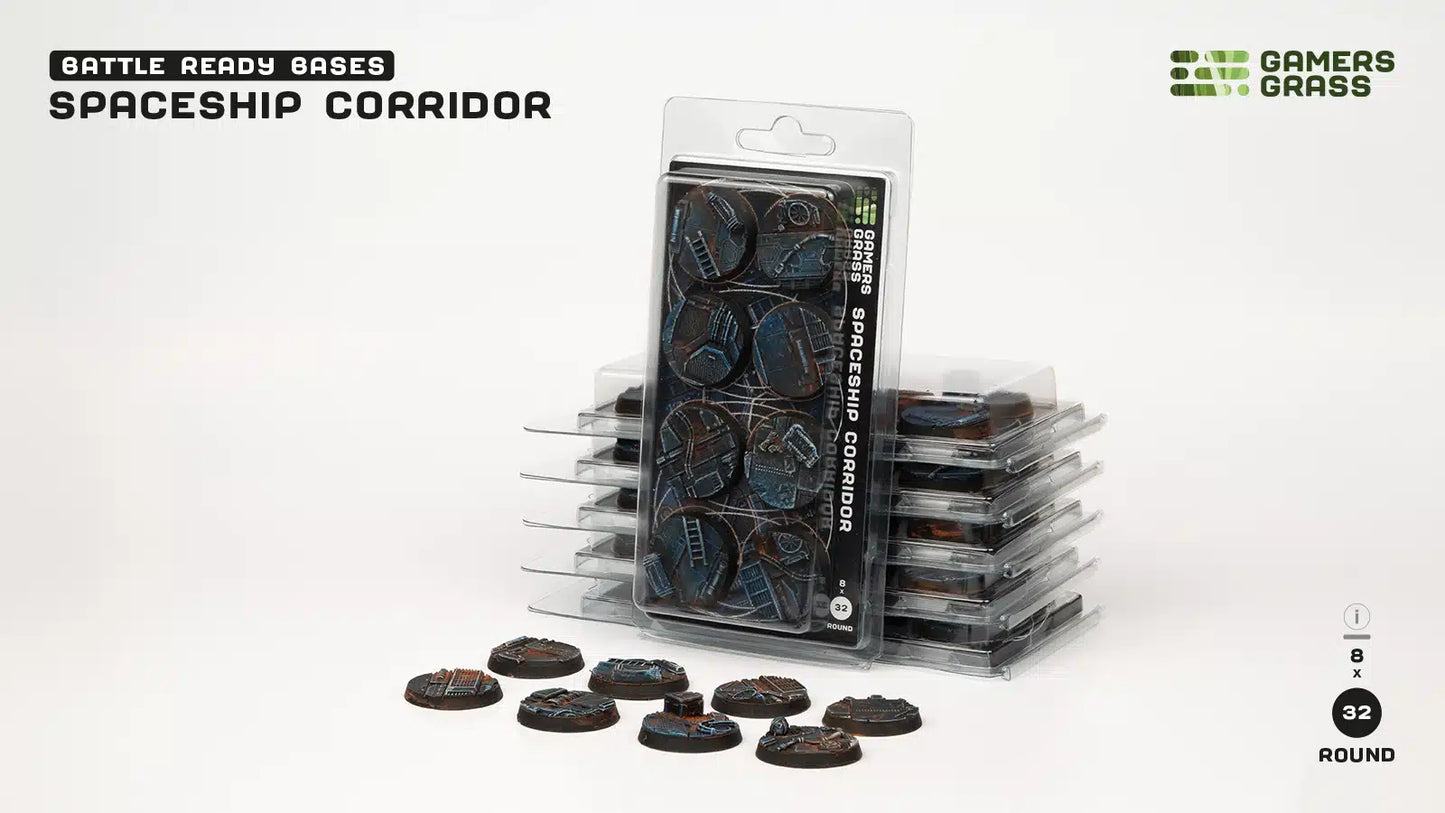 Gamers Grass Battle Ready Bases - Spaceship Corridor - Round 32mm (x8)