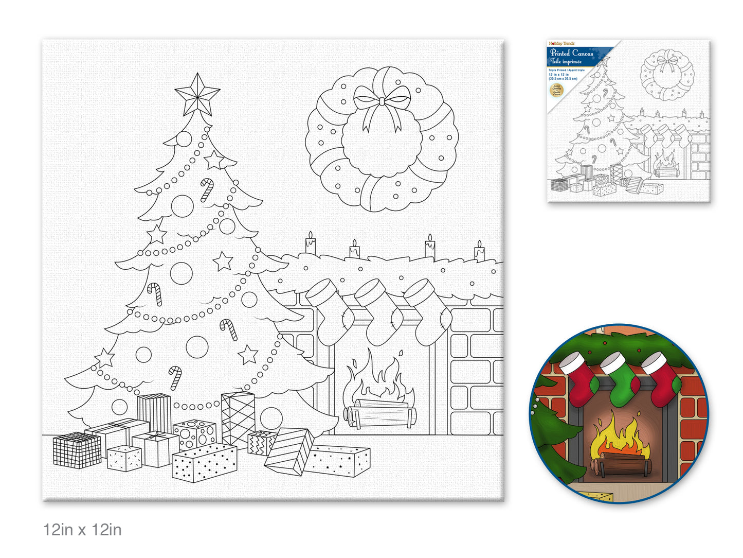 Holiday Canvas: 12"x12" Stretch Artist Printed Back-Stapled - Bringin' Home the Tree