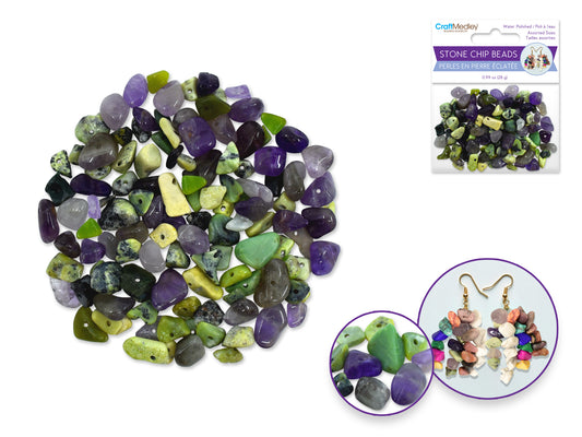 Craft Medley: Polished Stone Chip Beads 5-8mm 28g Quartz