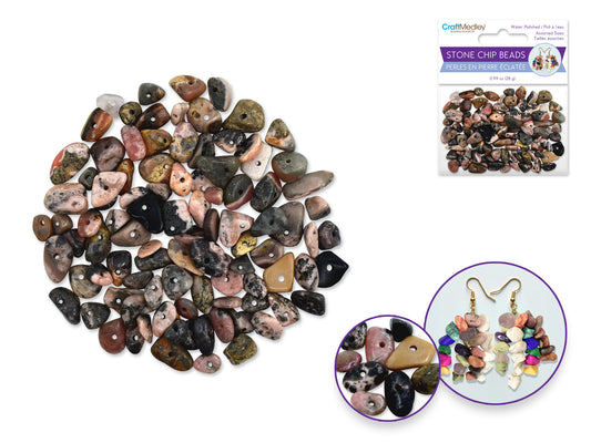 Craft Medley: Polished Stone Chip Beads 5-8mm 28g Granite