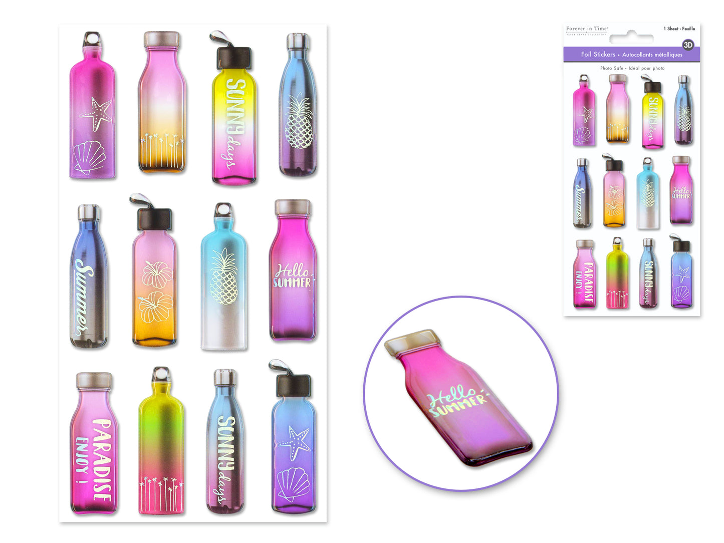 Paper Craft Sticker: 3.8"x6.9" 3D Foil Ombre Hydration