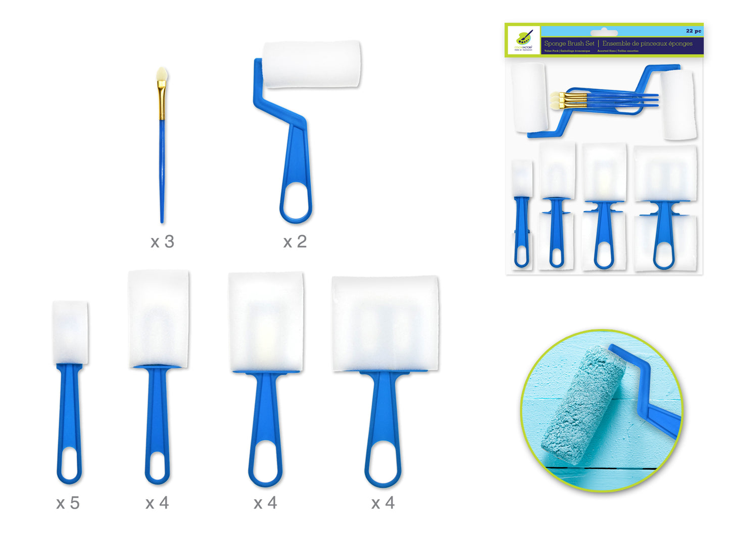 Color Factory: Sponge Brush/Roller/Dauber 22pc Value Pack