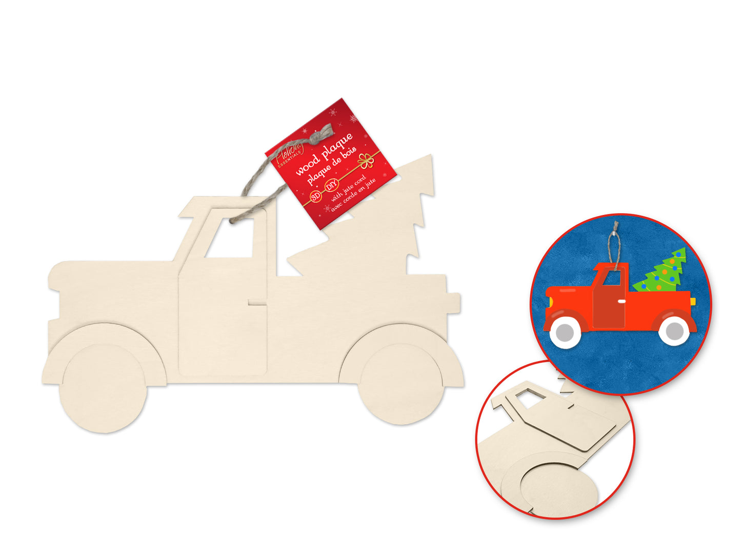 Holiday Wood: 10" DIY Plaque 3D 2mm(T) w/Jute Hanger Bringin' Home The Tree