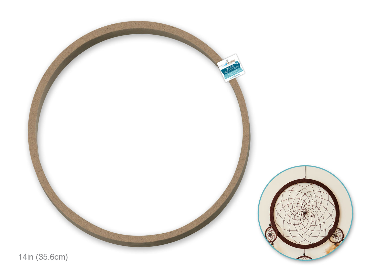 Wood Wreath Ring: 14" 0.47"(W)*0.47(T)