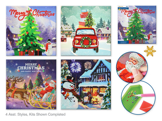 Holiday Canvas: Diamond Art Kit 11.8"x11.8" w/Gems+Tool+Tray Asst  Holiday Icons