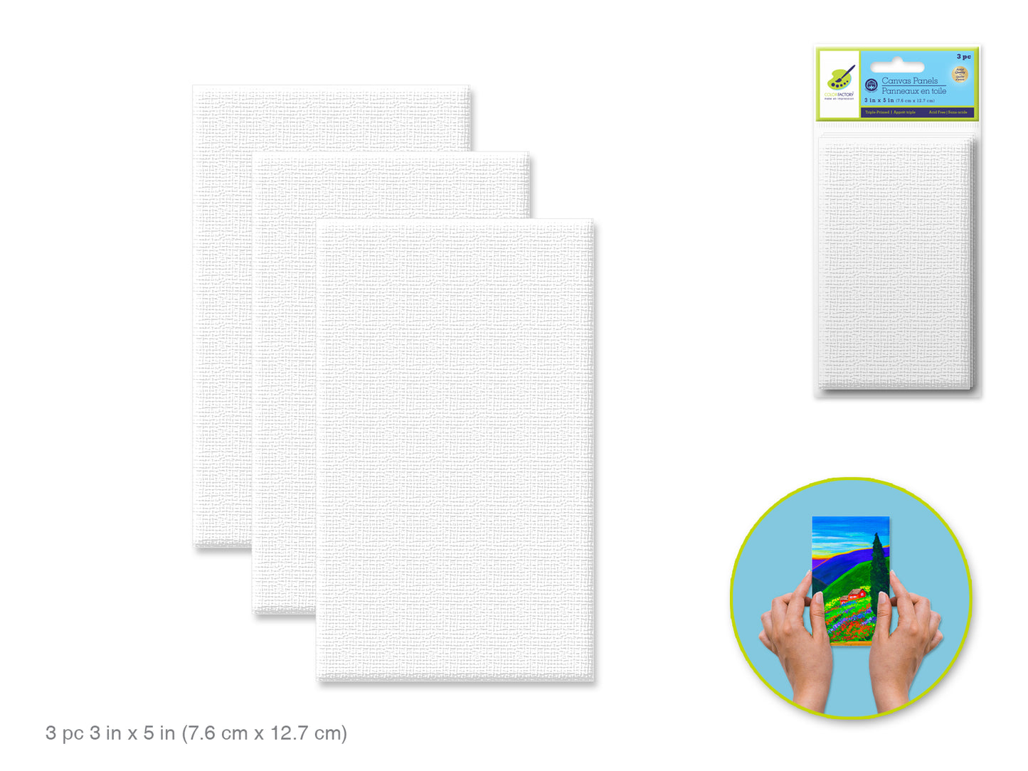 Canvas Panels Primed: 3"x5" 3/pk Artist Quality