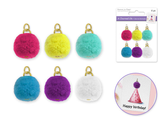 Paper Craft Emb: Charmed Life Asst Charms w/Hoop Finding  Glamour Poms