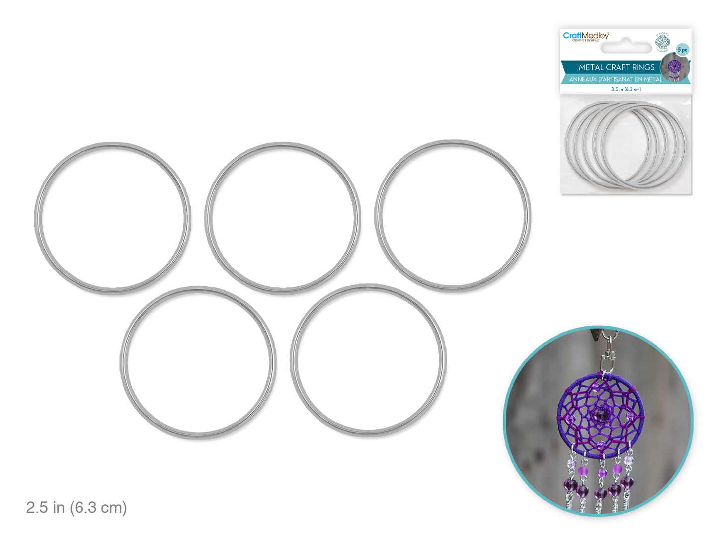 Craft Medley: Metal Rings 2.5" 5pc Galvanized