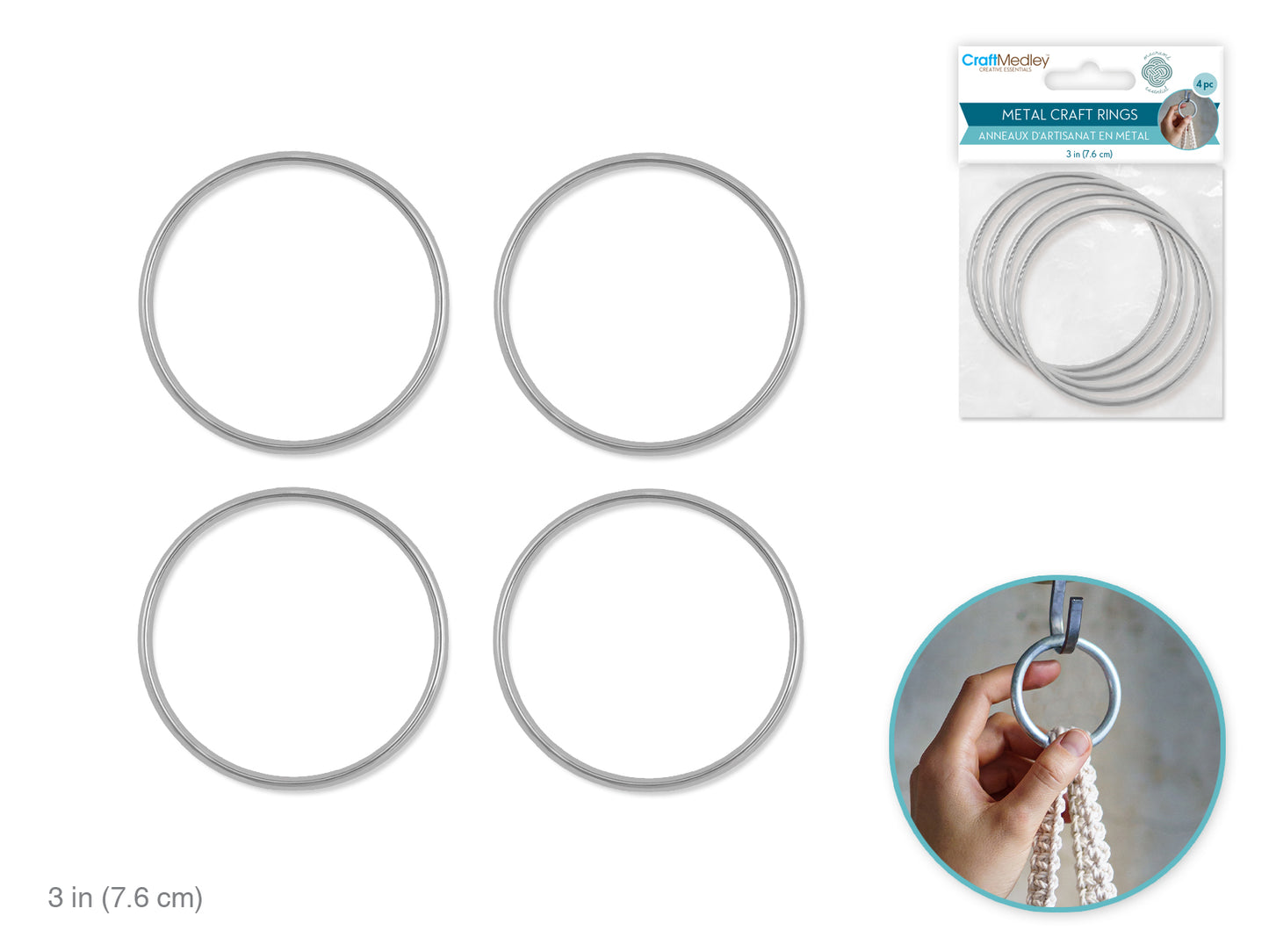 Craft Medley: Metal Rings 3" 4pc Galvanized