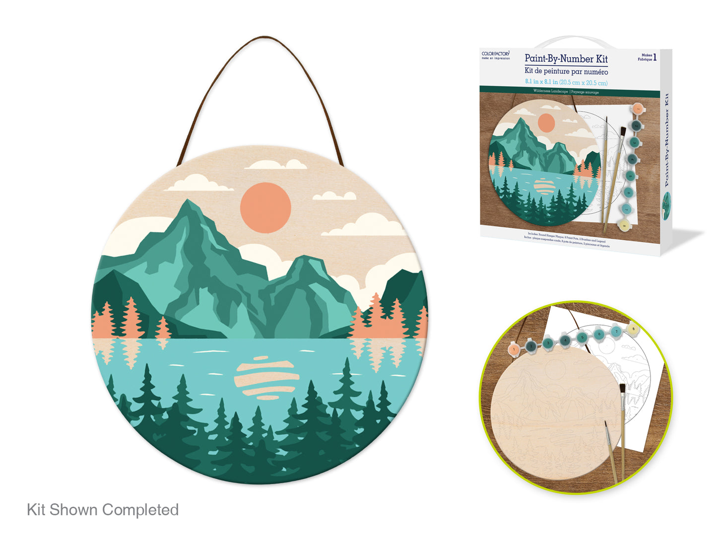 Color Factory Paint-By-Number Kit: 8.1" Rnd Hanger Plaque w/Paints+Brushes Beachside