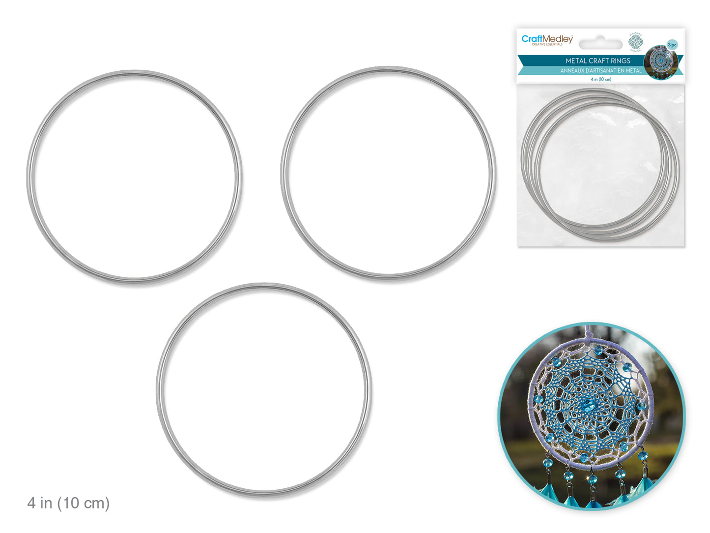 Craft Medley: Metal Rings 4" 3pc Galvanized
