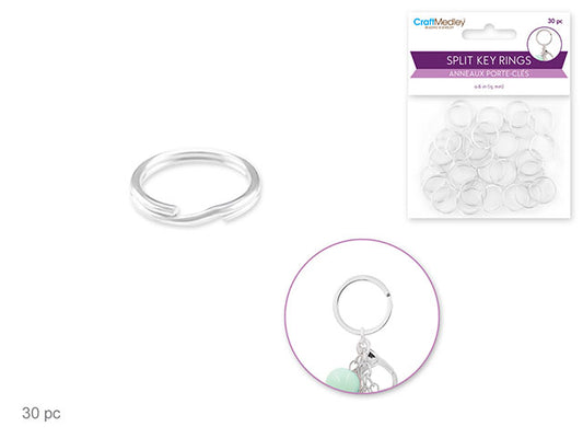 Jewelry Findings: 9/16" Split Key-Rings x30 Heavy Duty Silver