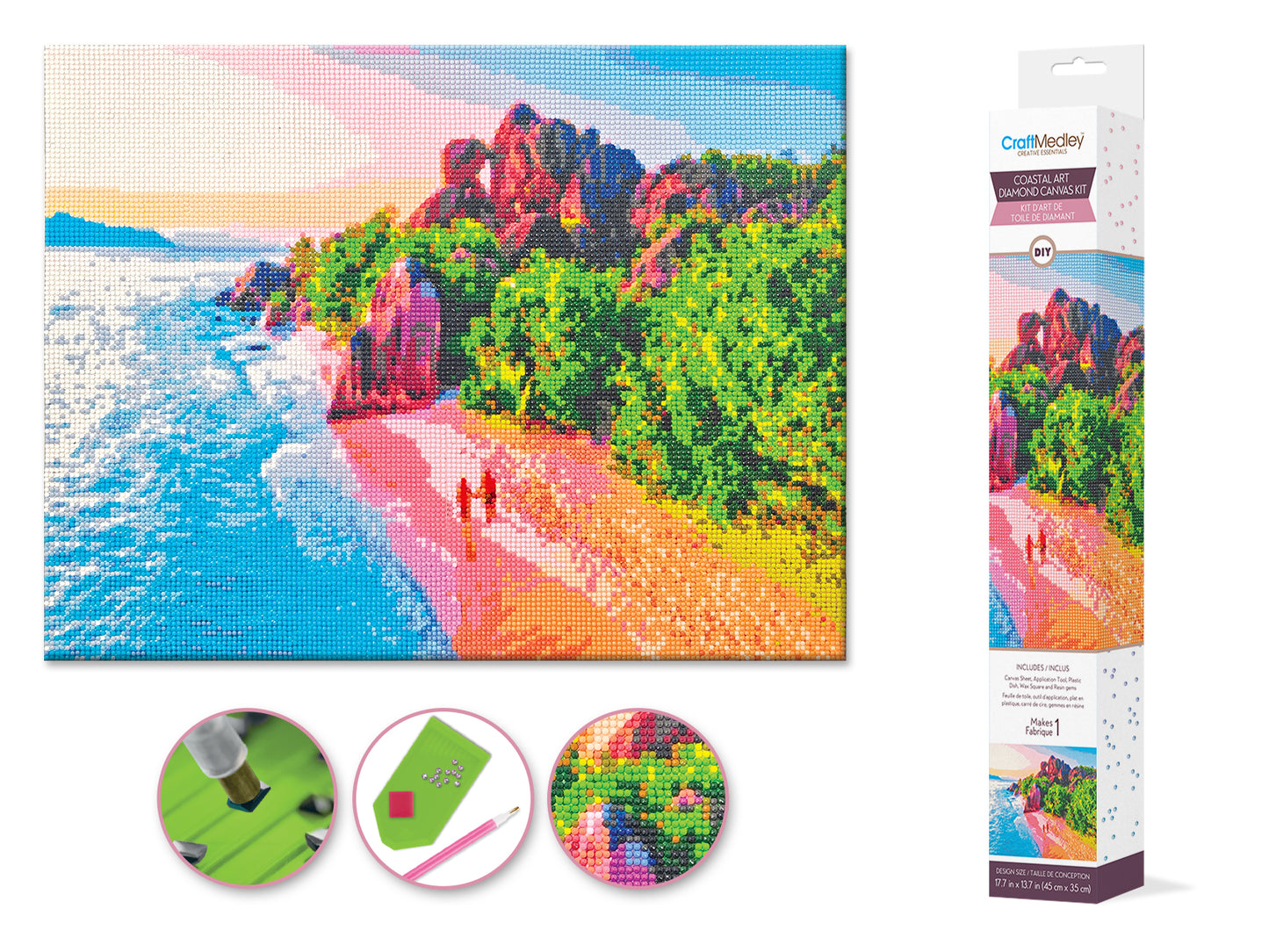 Craft Medley Kit: Diamond Painting Art Kit 15.8"x19.7" w/Gems+Tool+Tray