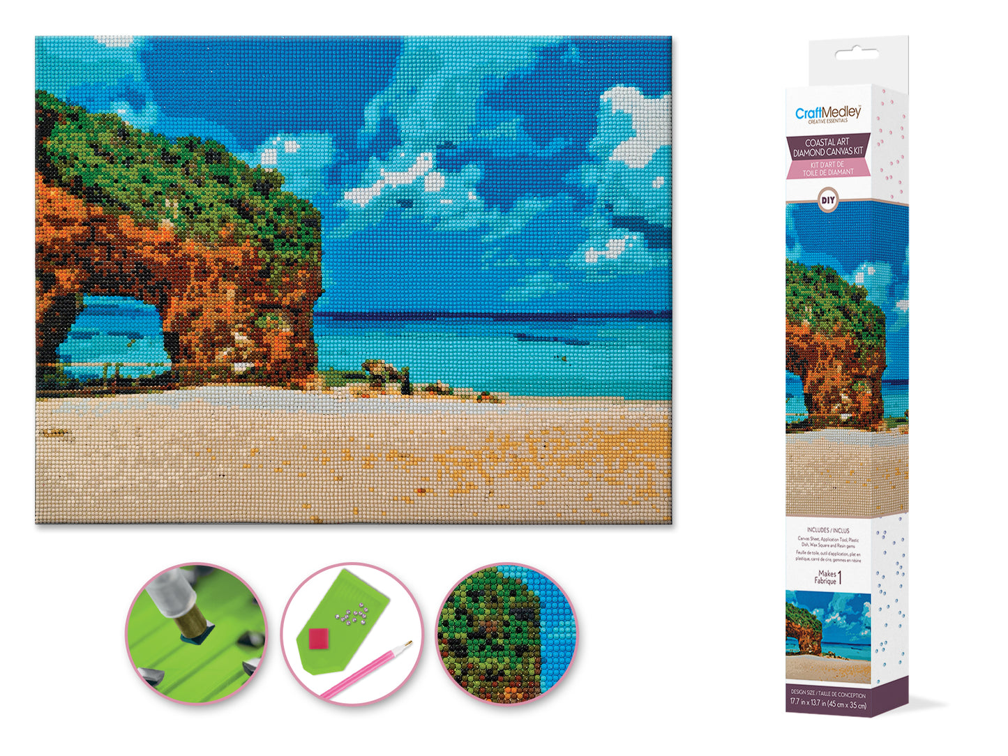 Craft Medley Kit: Diamond Painting Art Kit 15.8"x19.7" w/Gems+Tool+Tray