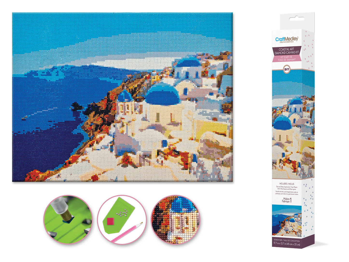 Craft Medley Kit: Diamond Painting Art Kit 15.8"x19.7" w/Gems+Tool+Tray