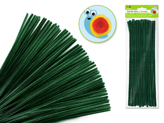Chenille Stems: 6mmx30cm 100/pk Pipe Cleaners  Hunter Green