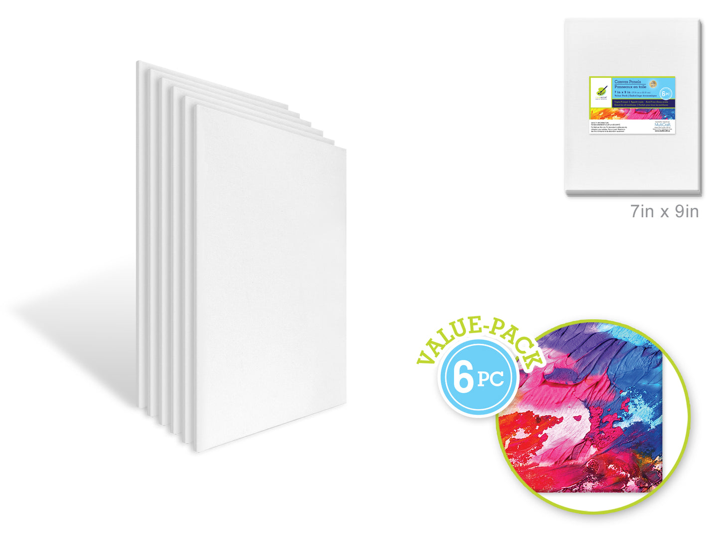 Canvas Panels Primed: 7"x9" Value-Pack 6pc Artist Quality