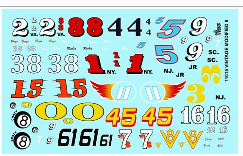 Gofer Racing Vintage Modified Numbers Decal Sheet 11015