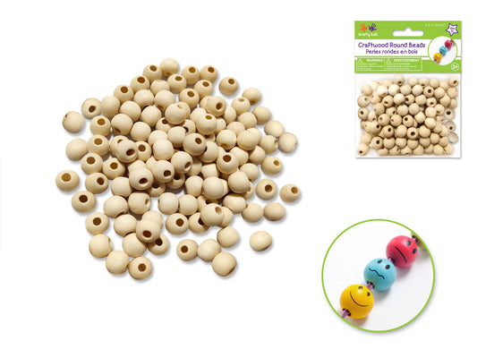 Wood Craft: Round Beads Natural A) 10mm 100pc
