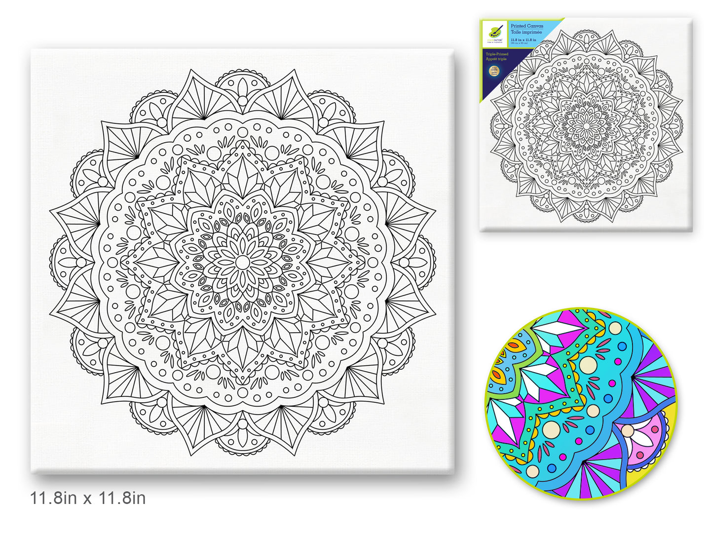 Stretch Artist Printed Canvas: 12"x12" Primed Back-Stapled Mandala