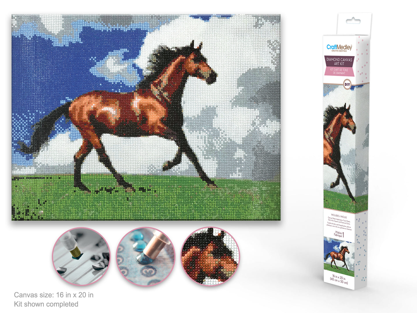 Craft Medley Kit: Diamond Painting Art Kit 15.8"x19.7" w/Gems+Tool+Tray