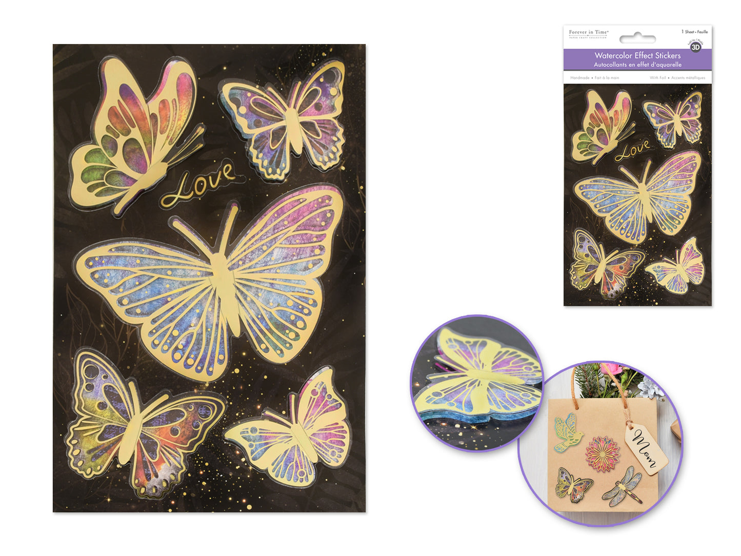 Handmade Sticker: 4.9"x7.3" 3D Gold Foil Fold-Up