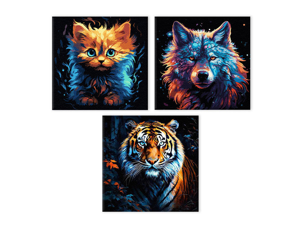 Stretch Artist Black Canvas Kit: 11.8"x11.8" PBN 280g Primed Asst Creature Creations