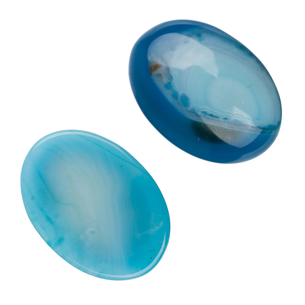 13x18mm Agate Blue (Natural/Dyed) Cabochons 2/pk