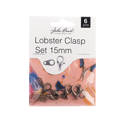 Must Have Findings - Lobster Clasp Set 15mm Antique Copper 6pcs