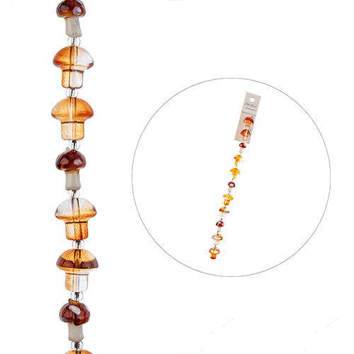Crystal Lane DIY Flower 7in Bead Strand Mushroom-13x14mm-8pcs, 10x13mm, Brown