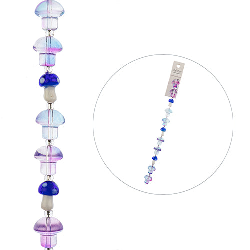 Crystal Lane DIY Flower 7in Bead Strand Mushrooms Purple -13x14mm-8pcs, 10x13mm