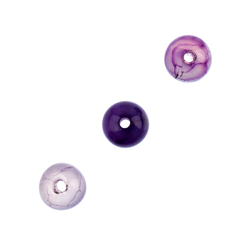Earth’s Jewels 16in Natural Fire Crackle Agate Round 6mm Purple