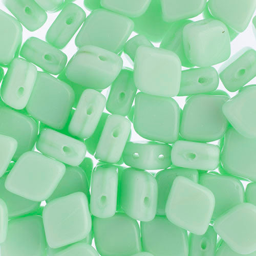 Czech Bead Rhombus 2Hole 10x8mm Green Silk