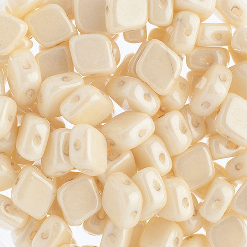Czech Bead Rhombus 2Hole 10x8mm Chalk White/ Cream Luster