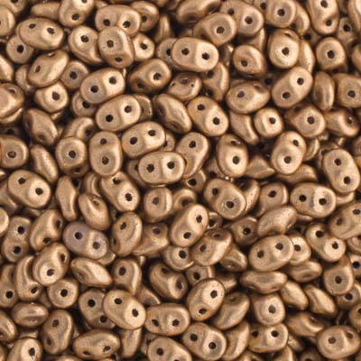 Matubo Czech Superduo 2-Hole apx 22g vial Crystal/ Bronze Pale Gold