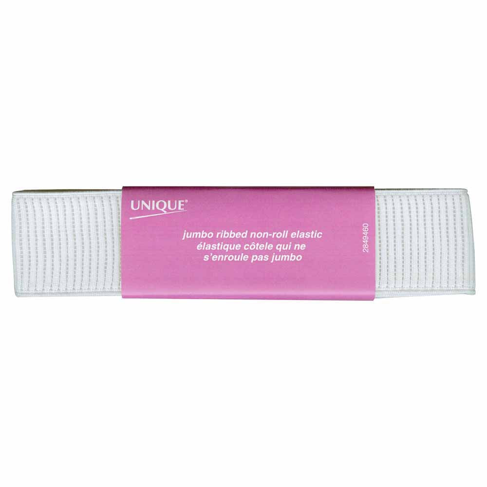 UNIQUE Jumbo Ribbed Elastic 38mm x 1.2m - White