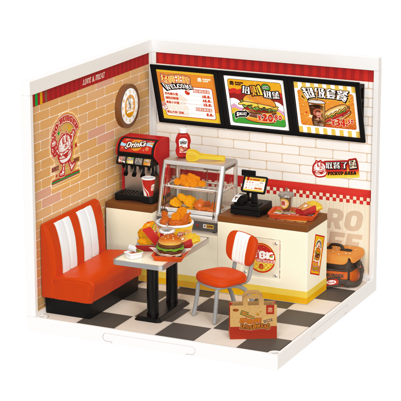 Yum Yum Burgers DW010 Rolife Super Creator DIY Stackable Dollhouse Miniatures Kit