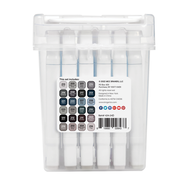double-ended art markers - 24 asst. Gray Tone colors