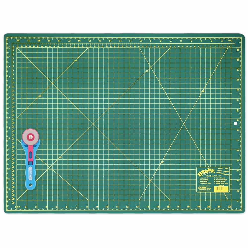 HOBBY Cutting Mat/45mm Rotary Cutter Starter Kit - 18″ x 24″ (45.7 x 61cm)