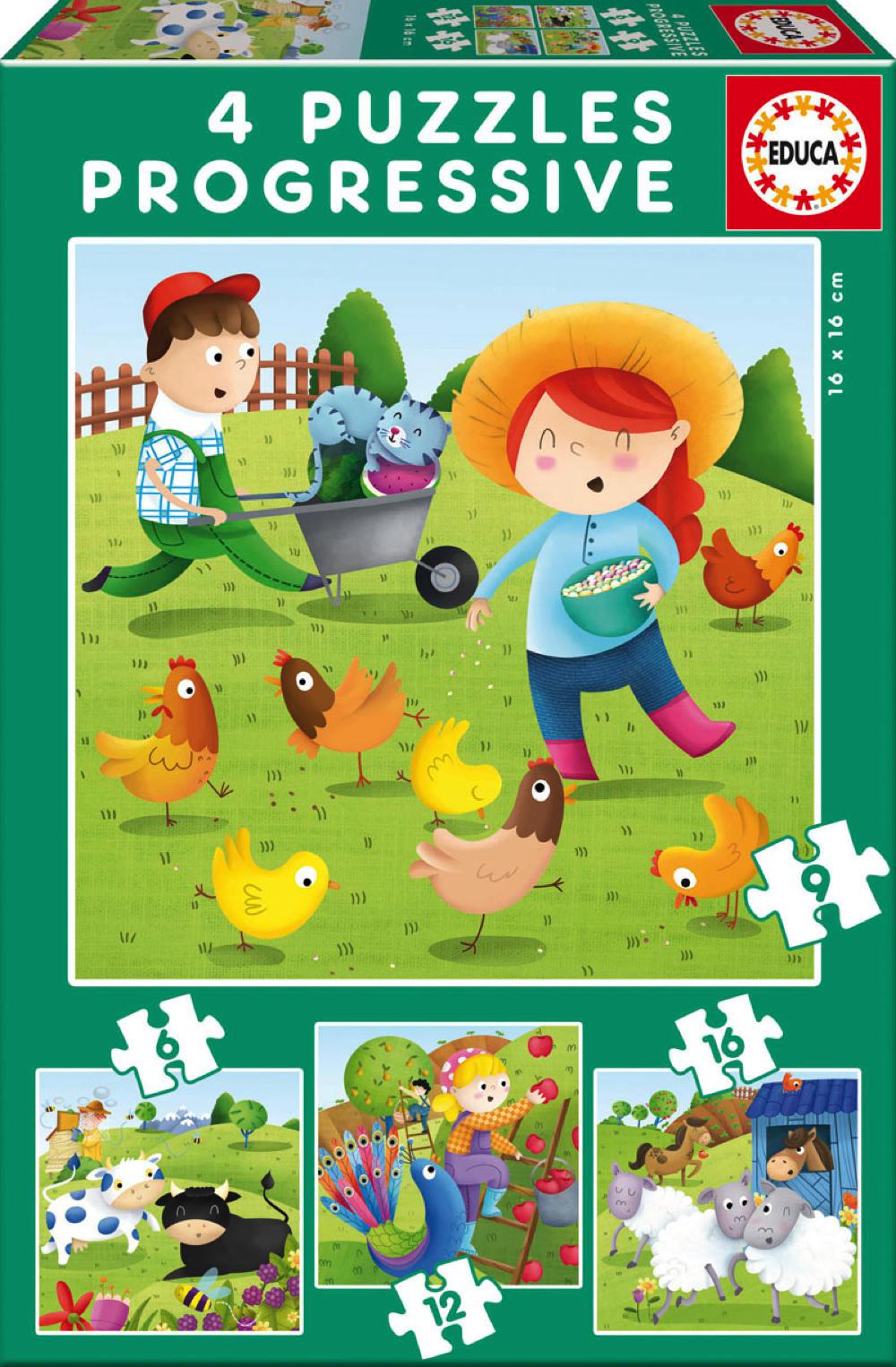 4 Progressive Puzzles - Farm animals