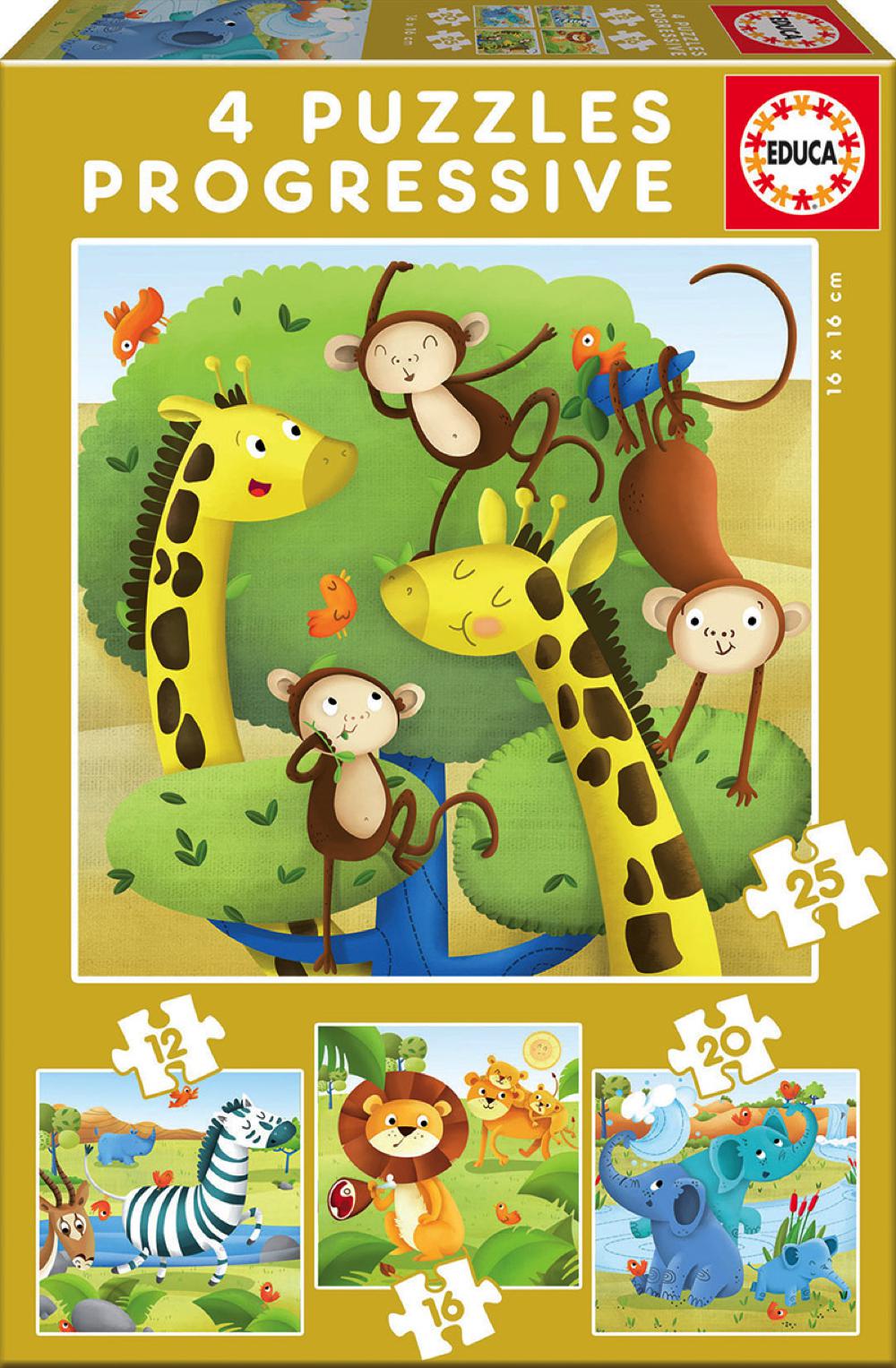 4 Progressive Puzzle Savannah animals