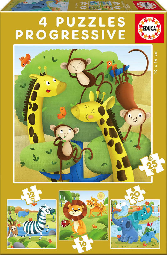 4 Progressive Puzzle Savannah animals