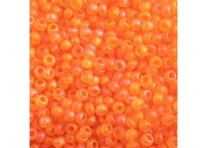 CZECH SEED BEAD APX 22G VIAL 10/0 TRANSPARENT ORANGE MATT AB