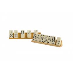 DOMINOES - SET of 2 WOODEN TILE HOLDERS ( 8" Length x 1.25" High )