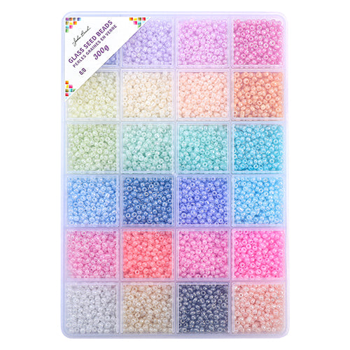 Bead Box - Glass Seed Beads 8/0 apx. 300g 24 Colors Vibrant Pastels