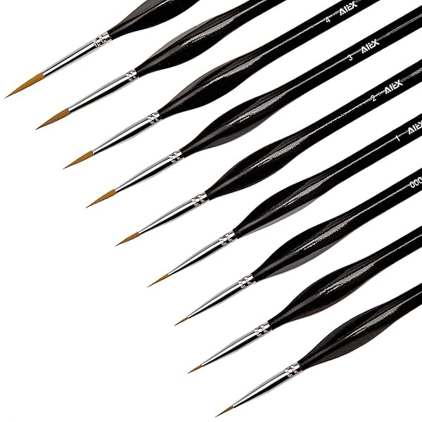 AIEX 9 Pieces Fine Detail Paint Brush Miniature Mini Paints Brush Set